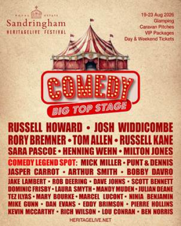 HeritageLive Festival Announces Major Five Day Comedy Line-Up HeritageLive Festival Announces Major Five Day Comedy Line-Up