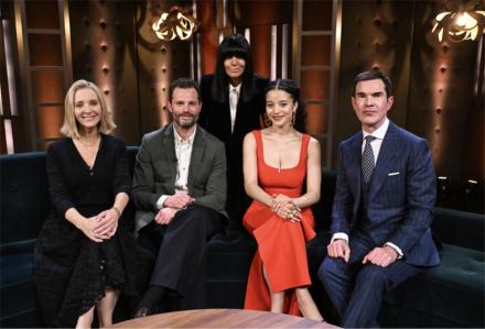 TV Preview: Claudia Winkleman Show With Jimmy Carr, Lisa Kudrow, Jamie Dornan, Chase Infiniti