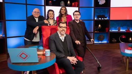Richard Osman's House Of Games With Jack Carroll, Dani Harmer, Dominic Littlewood and Shivi Ramoutar Richard Osman's House Of Games With Jack Carroll, Dani Harmer, Dominic Littlewood and Shivi Ramoutar