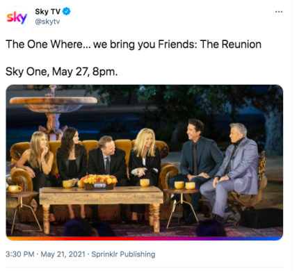 Sky Reveals Uk Broadcast Date Of Friends Reunion Sky Reveals Uk Broadcast Date Of Friends Reunion