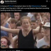 Stephen Merchant Dusts Off His 1994 Glastonbury Appearance With Pulp